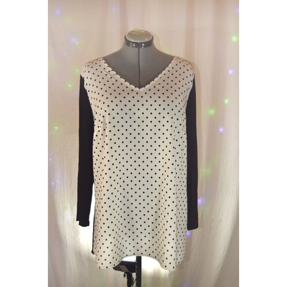 Lane Bryant Black/White Polka Dot Blouse size 18 - Picture 1 of 3